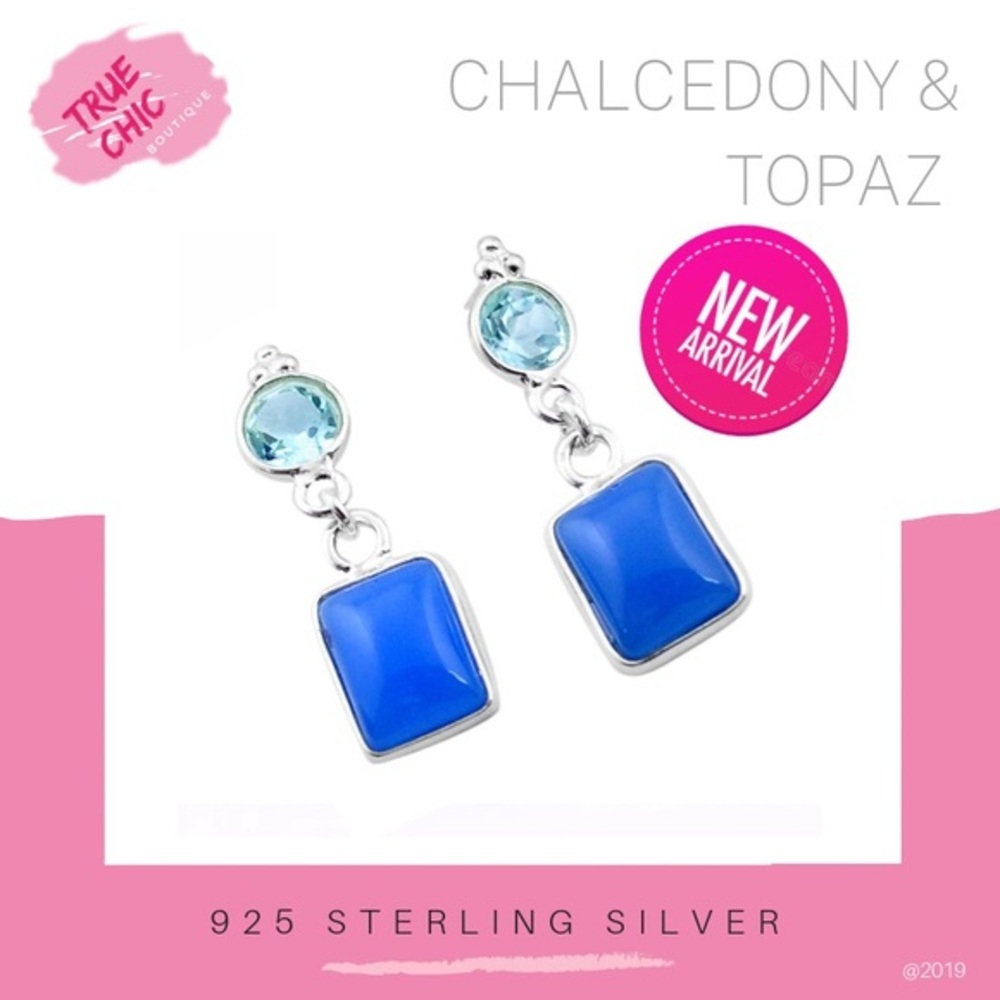 Chalcedony & Topaz Dangle Earrings